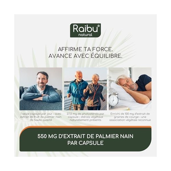 Saw Palmetto - Haute Teneur: 11000 mg de Palmier Nain par Gélule 20:1 , avec Graines de Courge - 120 Gélules de Palmier Nain