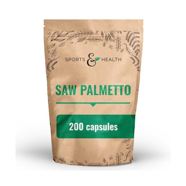 200 gélules de Saw Palmetto à haute dose – gélules d’extrait de palmier nain 10:1 – complément végétal pur, palmier nain – co