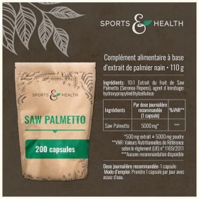 200 gélules de Saw Palmetto à haute dose – gélules d’extrait de palmier nain 10:1 – complément végétal pur, palmier nain – co
