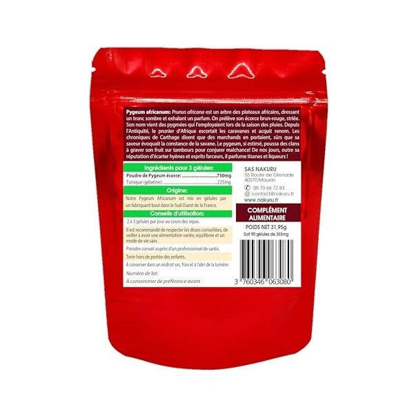 NAKURU | Pygeum Africanum | Gamme Power | Fabriqué en France | "L Écorce du Patriarche !" 90 Gélules Palmier scie