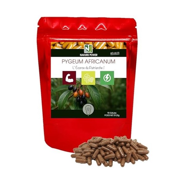 NAKURU | Pygeum Africanum | Gamme Power | Fabriqué en France | "L Écorce du Patriarche !" 90 Gélules Palmier scie