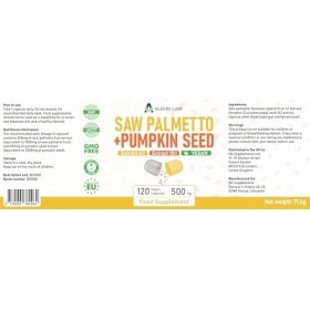Alzuro Labs Saw Palmetto Palmier Nain & Graines de Citrouille | 500 mg extrait 4:1 et 10:1 | 120 vég capsules | soutien d