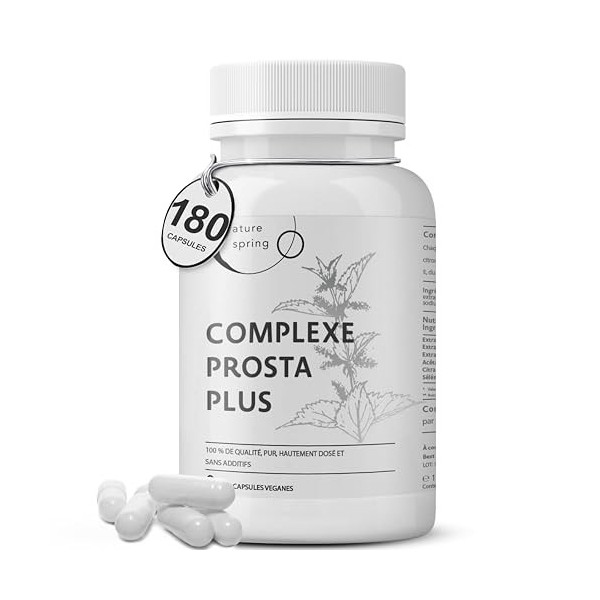 Prosta Plus Complexe – 180 gélules de prostate hautement dosées – Formule unique à base de graines de citrouille, dextrait d