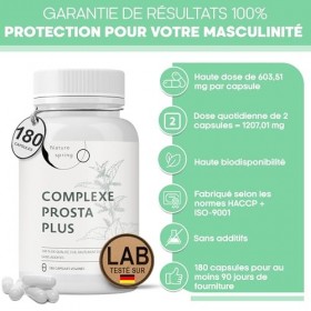Prosta Plus Complexe – 180 gélules de prostate hautement dosées – Formule unique à base de graines de citrouille, dextrait d