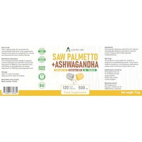 Alzuro Labs Saw Palmetto Palmier Nain & Ashwagandha | 500 mg extrait 4:1 et 20:1 | 120 vég capsules | soutien de la prost