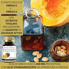 Graines de courge 70 gélules | Capsules molles à lhuile pressée à froid standardisée en oméga-3, 6 et 9, acide linoléique et ...