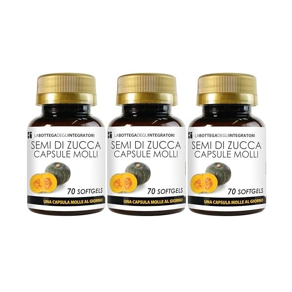 Graines de courge 70 gélules | Capsules molles à lhuile pressée à froid standardisée en oméga-3, 6 et 9, acide linoléique et ...