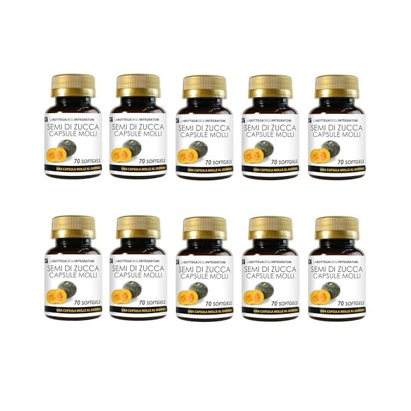 Graines de courge 70 gélules | Capsules molles à lhuile pressée à froid standardisée en oméga-3, 6 et 9, acide linoléique et ...