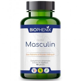 Biophénix Equilibre Masculin 100 Gélules - Complément Alimentaire 100% Naturel à Base de Végétaux - Saw Palmetto et Prunier d