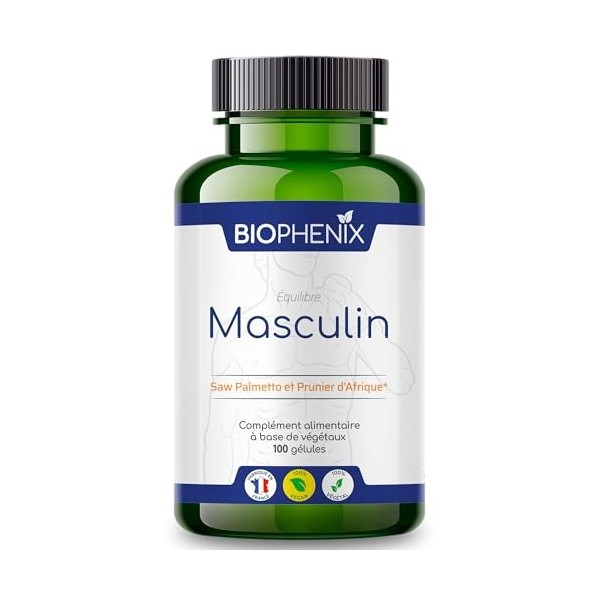 Biophénix Equilibre Masculin 100 Gélules - Complément Alimentaire 100% Naturel à Base de Végétaux - Saw Palmetto et Prunier d