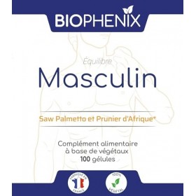 Biophénix Equilibre Masculin 100 Gélules - Complément Alimentaire 100% Naturel à Base de Végétaux - Saw Palmetto et Prunier d