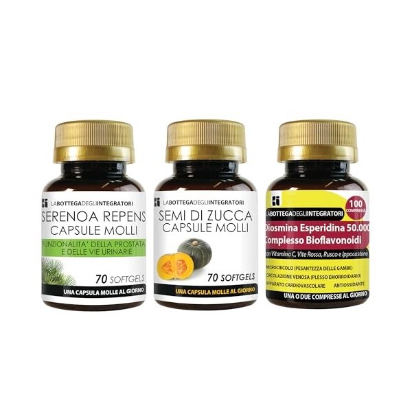 SERENOA REPENS 70 GÉLULES - GRAINES DE COURGE 70 GÉLULES - DIOSMINE HESPÉRIDINE BIOFLAVONOÏDES 100 COMPRIMÉS | CIRCULATION PR