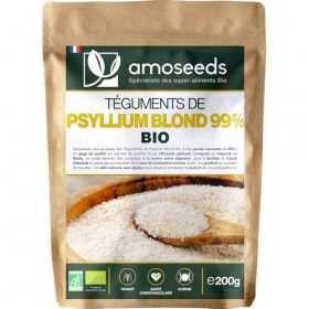 Psyllium Blond Bio | Téguments Purs 99% | 88% de Fibres, Transit, Sans gluten | Qualité Supérieure… Psyllium 200G Psyllium