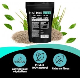 Nature Diet Téguments de Psyllium Blond | 450 g | Riche en Fibres | Vegan, Sans Gluten & Sans Lactose | Pour Régime Keto & Lo...