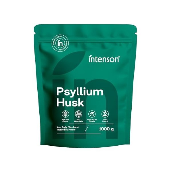 Intenson Tégument de Psyllium, 1000 g, Riche en Fibres, 100 % Naturel, Végan et Compatible Keto, Sans Gluten, Sans Additifs, ...