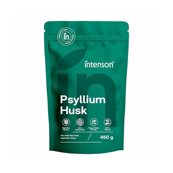 Intenson Tégument de Psyllium, 1000 g, Riche en Fibres, 100 % Naturel, Végan et Compatible Keto, Sans Gluten, Sans Additifs, ...