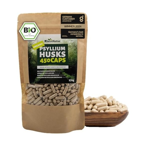 Gélules de psyllium bio RheinNatur - 450 unités