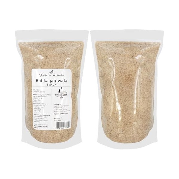 Tégument de psyllium blond naturel | Riche en fibres pour digestion et transit 1 Kilogramme – KUCHNIA ZDROWIA Psyllium