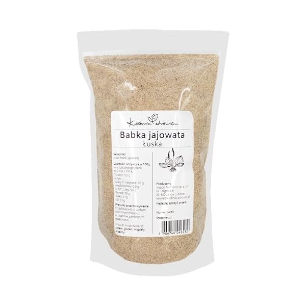 Tégument de psyllium blond naturel | Riche en fibres pour digestion et transit 1 Kilogramme – KUCHNIA ZDROWIA Psyllium