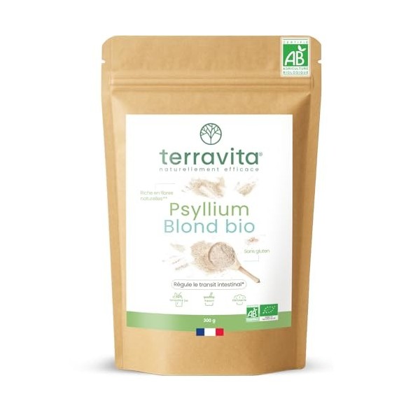 PSYLLIUM Blond BIO | Téguments Husk Purs à 99% | Fibres Douces Naturelles pour Digestion et Transit | Riche en Mucilages pour