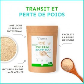 PSYLLIUM Blond BIO | Téguments Husk Purs à 99% | Fibres Douces Naturelles pour Digestion et Transit | Riche en Mucilages pour