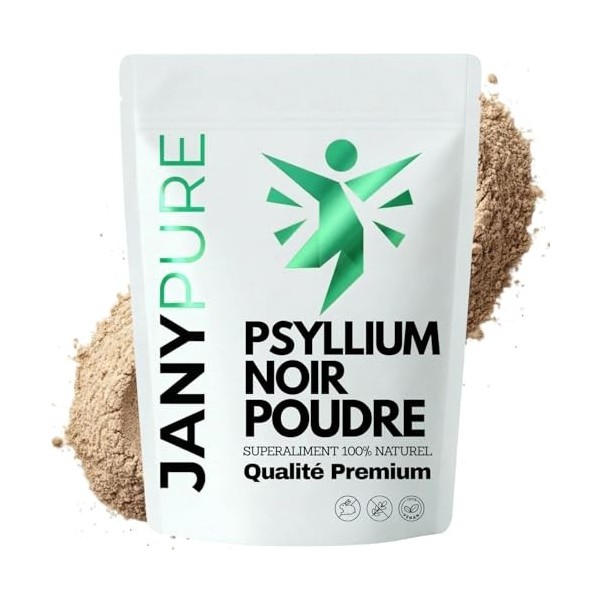 Poudre de Psyllium Noir Pure | 100% Graines de Plantago Indica | Riche en Fibres Solubles & Mucilage | Transit Intestinal Dig