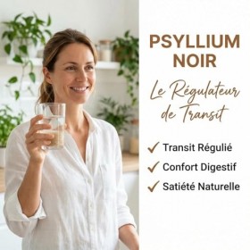 Poudre de Psyllium Noir Pure | 100% Graines de Plantago Indica | Riche en Fibres Solubles & Mucilage | Transit Intestinal Dig