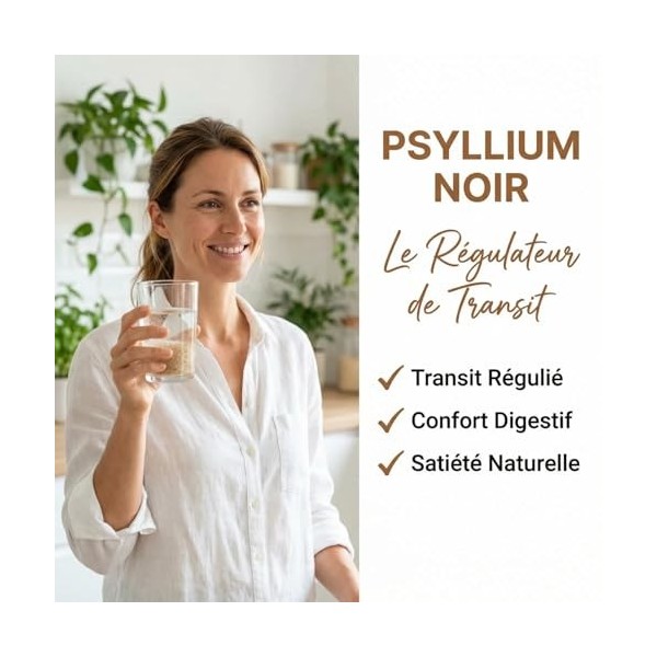Poudre de Psyllium Noir Pure | 100% Graines de Plantago Indica | Riche en Fibres Solubles & Mucilage | Transit Intestinal Dig