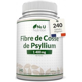 Psyllium Blonde 1400mg par Portion - 240 Gélules Véganes - Fibre Prébiotique Soluble Naturelle Provenant des Graines de Cosse