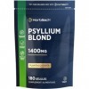 Psyllium Blond Gelules 1400 mg | 180 Gelules Vegan | Fibre de Husk Haute Dosage | Prébiotique naturel | Horbaach