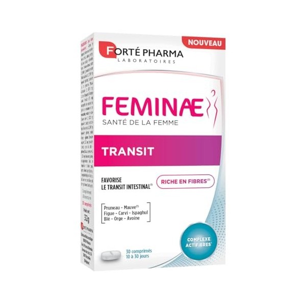Forté Pharma - Feminae Transit - Désagréments digestifs, Constipation adulte - Fibres Avoine, Orge, Blé , Pruneau, Figue, Ma