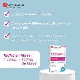 Forté Pharma - Feminae Transit - Désagréments digestifs, Constipation adulte - Fibres Avoine, Orge, Blé , Pruneau, Figue, Ma