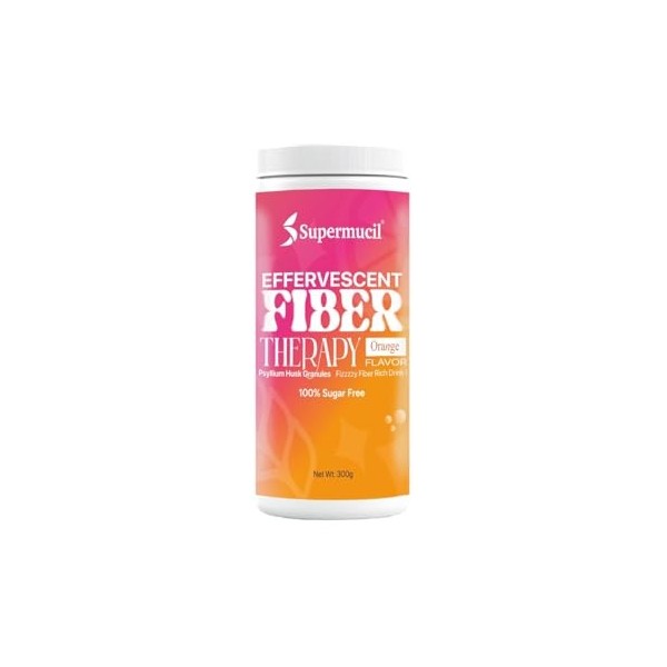SUPERMUCIL - Thérapie par fibres effervescentes au psyllium Sat Isabgol : 300 g/m², saveur orange, sans sucre