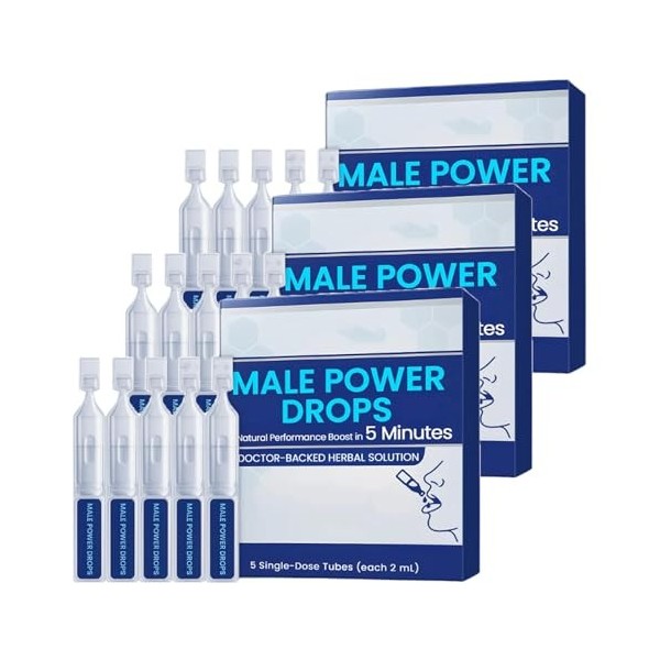 Gouttes de puissance masculines – Mise à niveau 2025, gouttes de liquide masculin, chute de retard, chute secrète pour hommes...