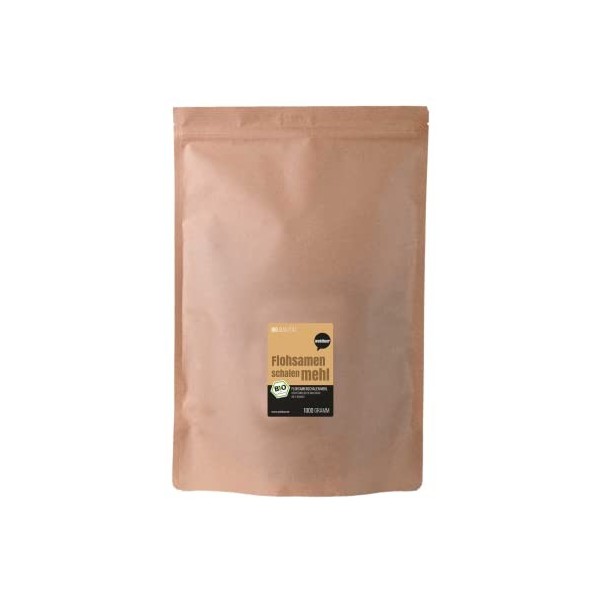 Wohltuer Farine de psyllium bio | Cosses de psyllium finement moulues 99 % de pureté 1000 g | Contrôle régulier en laborato