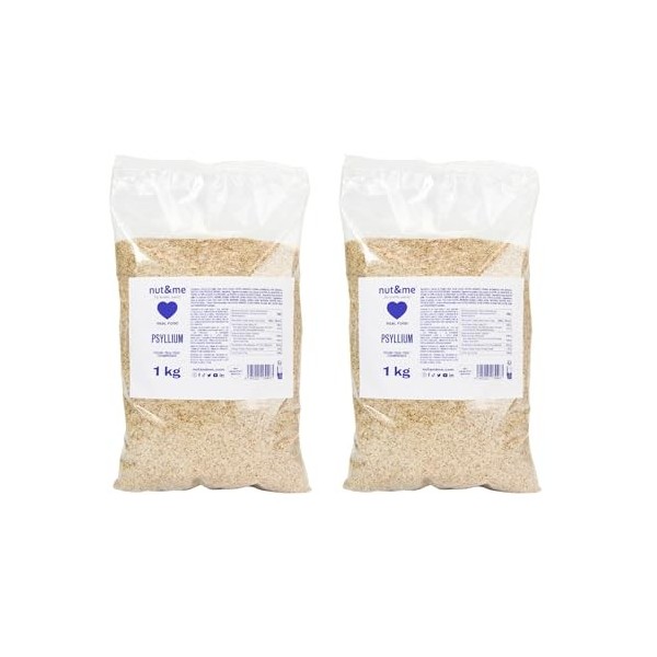 Psyllium husk 2 kg nut&me | Keto | Sans additifs | Riche en protéines| Sans OGM | Vegan | Pack 2 x 1 kg Psyllium