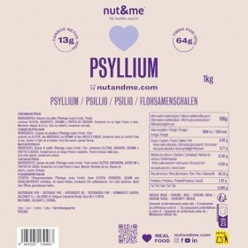 Psyllium husk 2 kg nut&me | Keto | Sans additifs | Riche en protéines| Sans OGM | Vegan | Pack 2 x 1 kg Psyllium