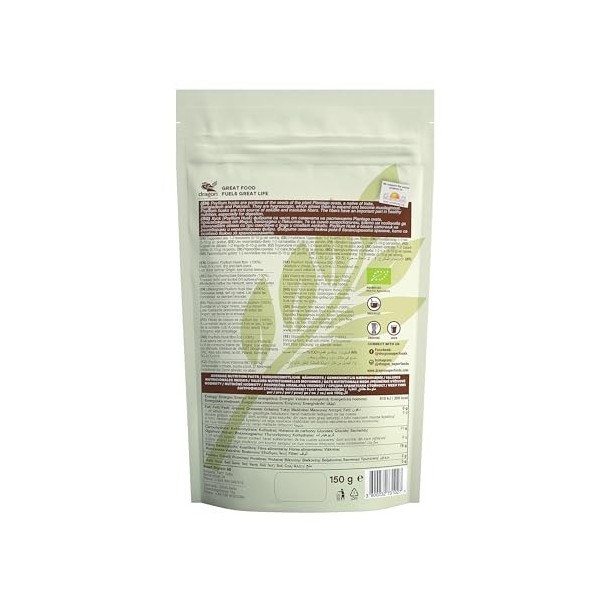 Dragon Superfoods Bio Psyllium Husk - 100% bio, cru, végétalien, sans sucre ajouté - 6 x 150 g
