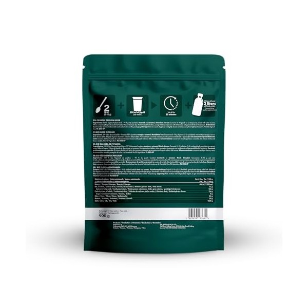 Intenson Tégument de Psyllium Bio, 900 g, Certifié Bio UE, Riche en Fibres, 100% Naturel, Végan, Compatible Keto, Sans Gluten