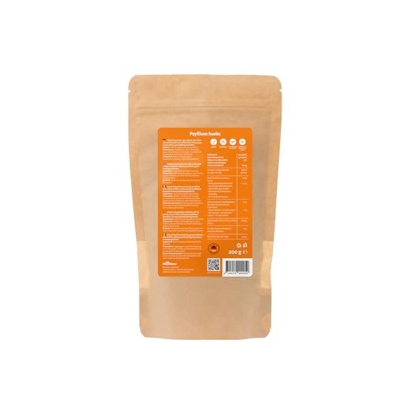 Rheinnatur Coquilles de graines de puces en poudre finement broyées | pour soutenir la digestion | 200 g Psyllium