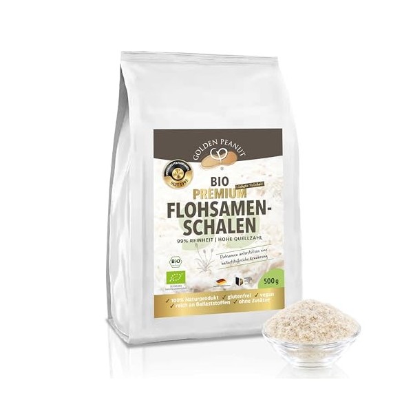 Biologique Psyllium Husks 99% pureté de 500g sac
