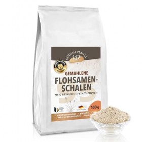 GOLDEN PEANUT Coquilles de psyllium en poudre 95 % 2 x 500 g, Psyllium finement moulu, sans additifs, sans gluten, ingrédient