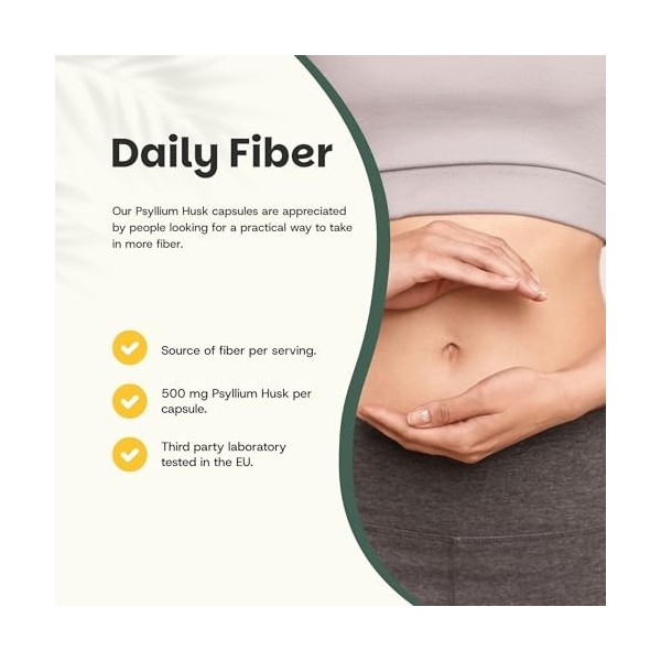 Cupplement Psyllium Fibres 60 Capsules Psyllium Husk Organic - No Powder or Tablets - Flaxseed - Supplement - Superfood - Fib