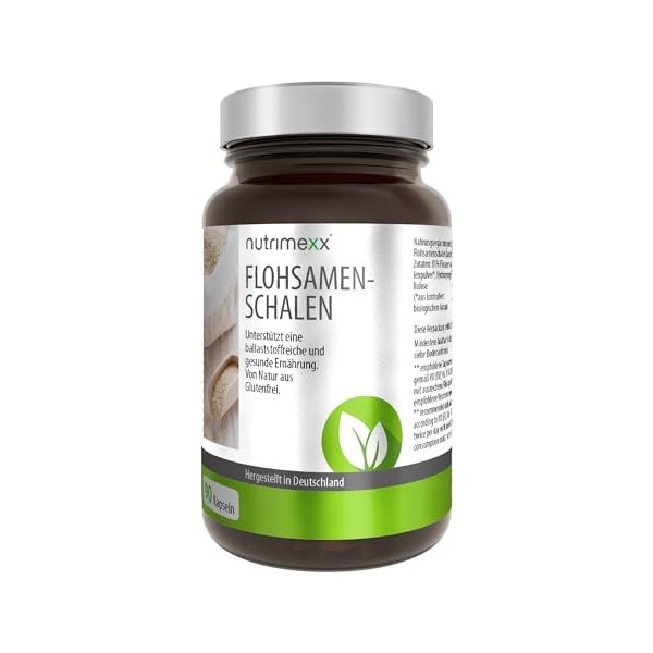 Nutrimexx Coquilles de psyllium pour une alimentation riche en fibres 90 gélules