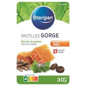 Steripan - Pastilles Gorge - Saveur Miel - Extraits de Plantes sans Sucre Ajouté - 30g Réglisse