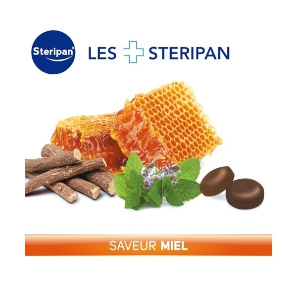 Steripan - Pastilles Gorge - Saveur Miel - Extraits de Plantes sans Sucre Ajouté - 30g Réglisse