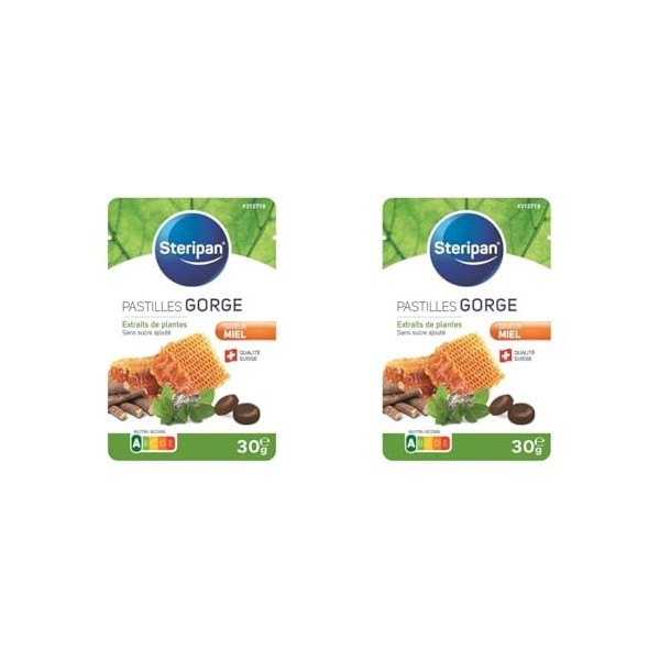 Steripan - Pastilles Gorge - Saveur Miel - Extraits de Plantes sans Sucre Ajouté - 30g Réglisse