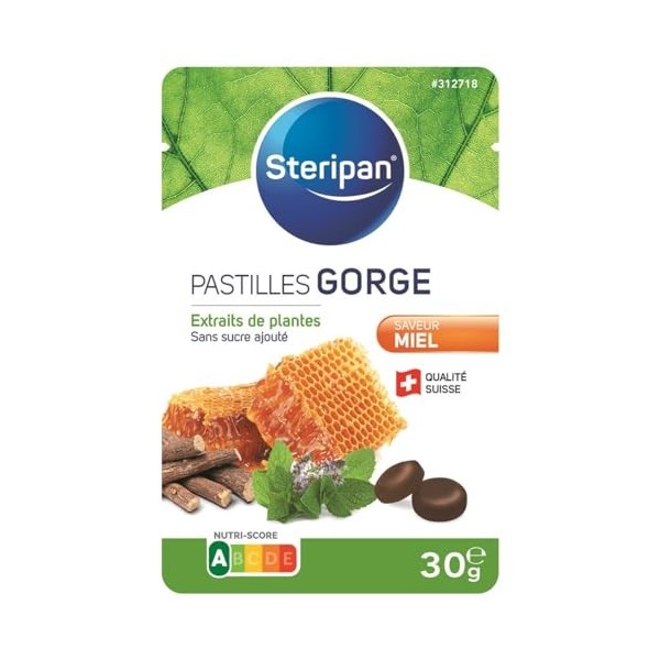 Steripan - Pastilles Gorge - Saveur Miel - Extraits de Plantes sans Sucre Ajouté - 30g Réglisse