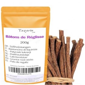 200g Bâton de réglisse - Glycyrrhiza glabra - Reglisse Baton | bâton de reglisse bois à macher - Arôme & Goût Intense - 100% 