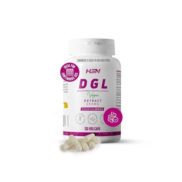 HSN Réglisse Déglycyrrhizinée DGL Glycyrrhiza glabra 5000 mg | 120 Gélules Végétales | Extrait Pur de Racine 10x Plus Conce